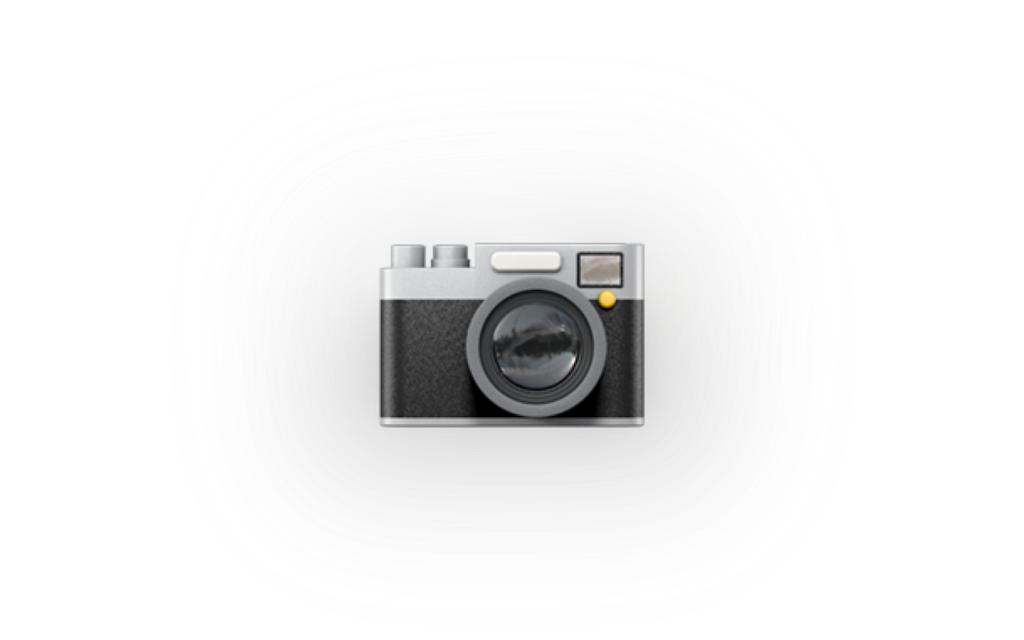 Illustration of a vintage rangefinder camera on a black background