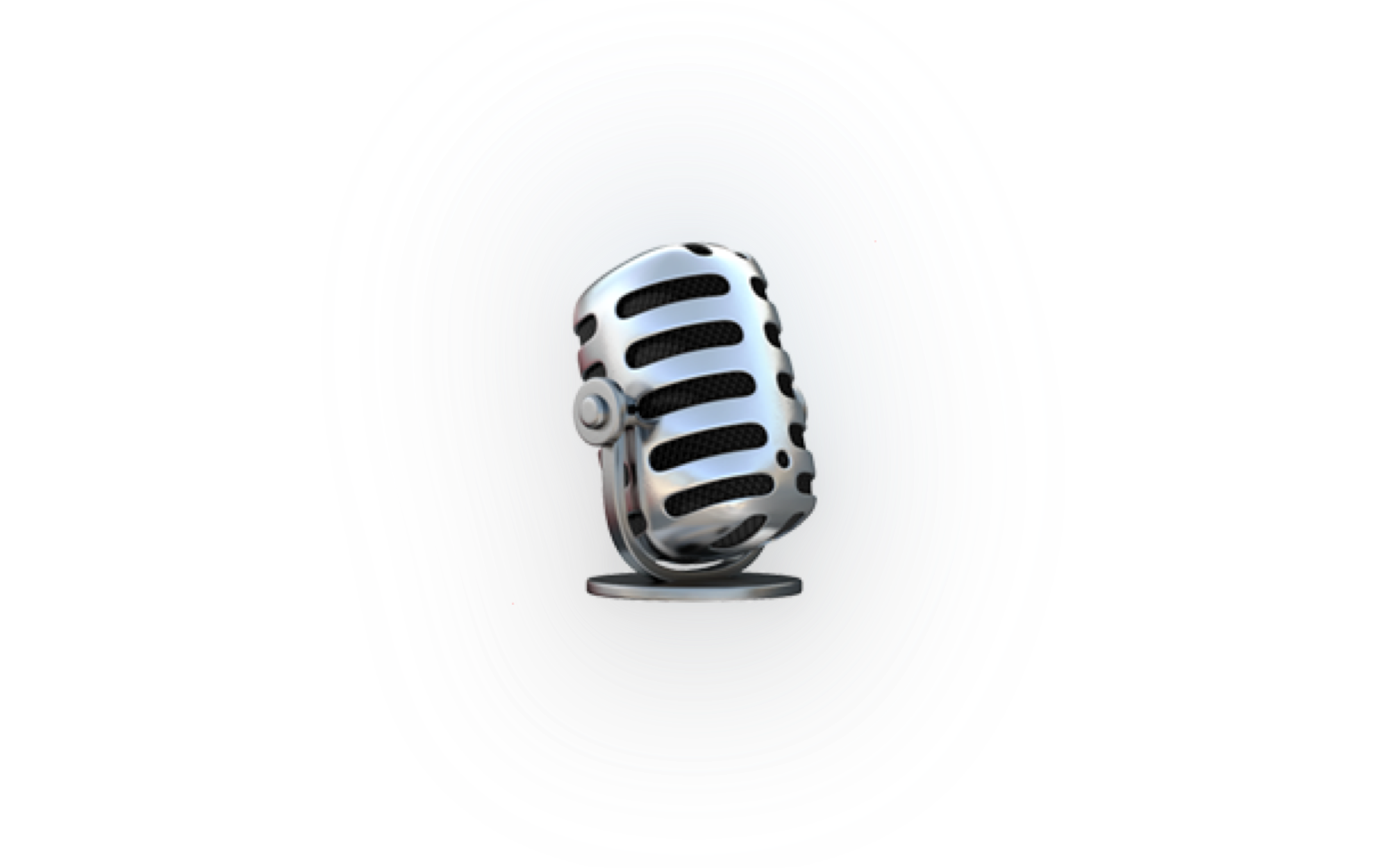 Illustration of a vintage chrome microphone on a black background